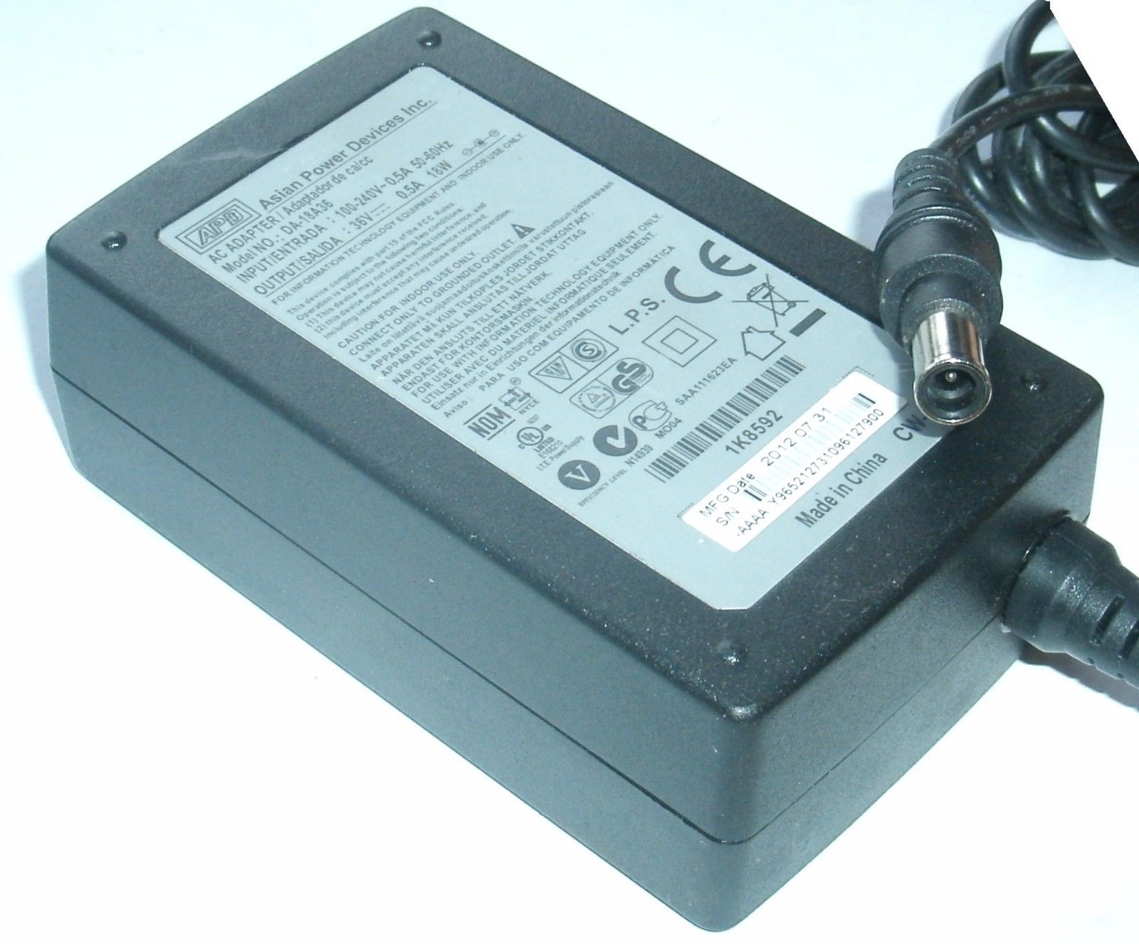 New 36V 0.5A APD DA-18A36 Power Supply AC ADAPTER